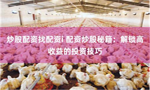 炒股配资找配资i 配资炒股秘籍：解锁高收益的投资技巧